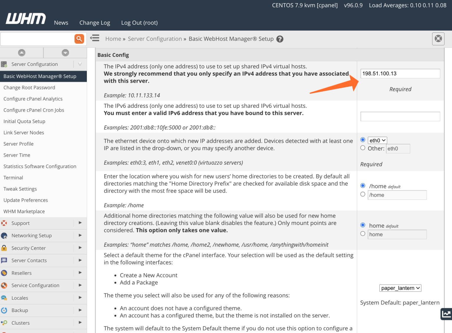 Change the Main Shared IP Address in cPanel – Shared License